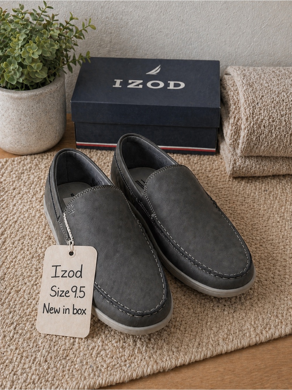 Izod Men’s Slip-On Loafers in Charcoal